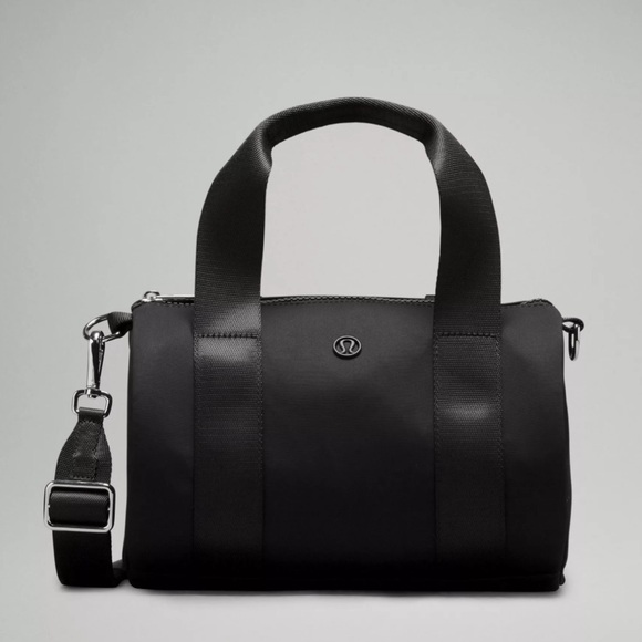 lululemon athletica Black Knit Nylon Mini Barrel Duffle Bag, 5L—NWT - Picture 1 of 4